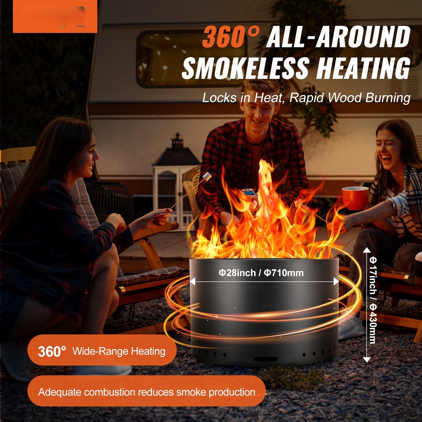 Rökfri Eldstad 38 cm - FRI FRAKT